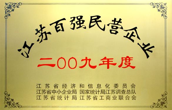 凯发k8国际荣获2009年度“江苏百强民营企业”